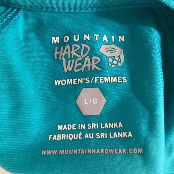 MOUNTAIN HARDWEAR LADIES SS SOLID TURQUOISE VNECK TOP TUNIC TEE TSHIRT EUC L - Picture 2 of 11